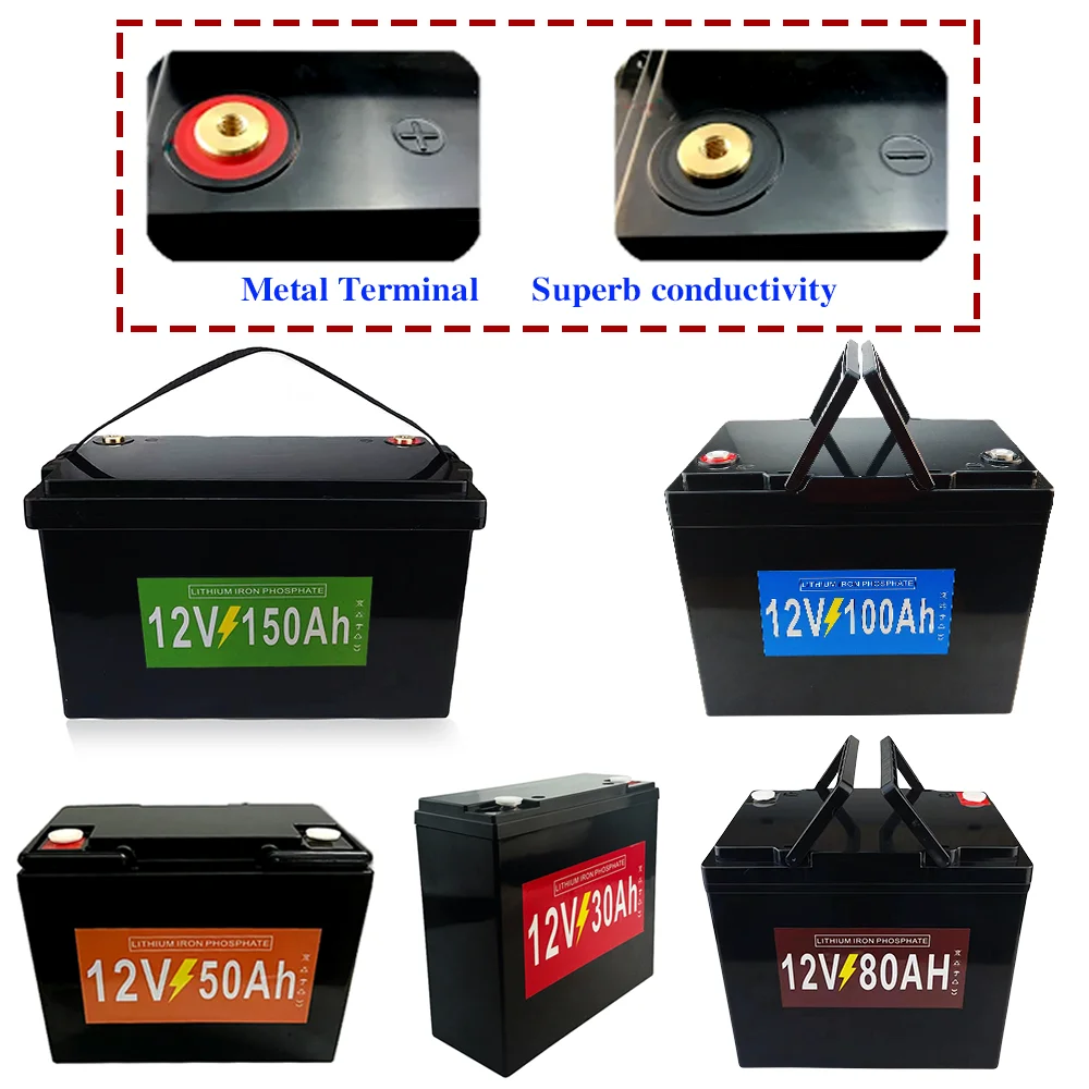 12V LifePO4 battery with BMS 8000 cycles, 12A to 200A, suitable for inverters, RVs, solar systems, boats, homes, solar energy
