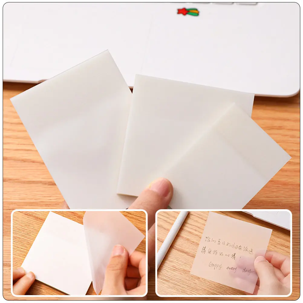 

6Pcs Waterproof Self Adhesive Transparent Memo Notes Multipurpose Sticky Reminder Pads Convenient Note Stickers for Study Office