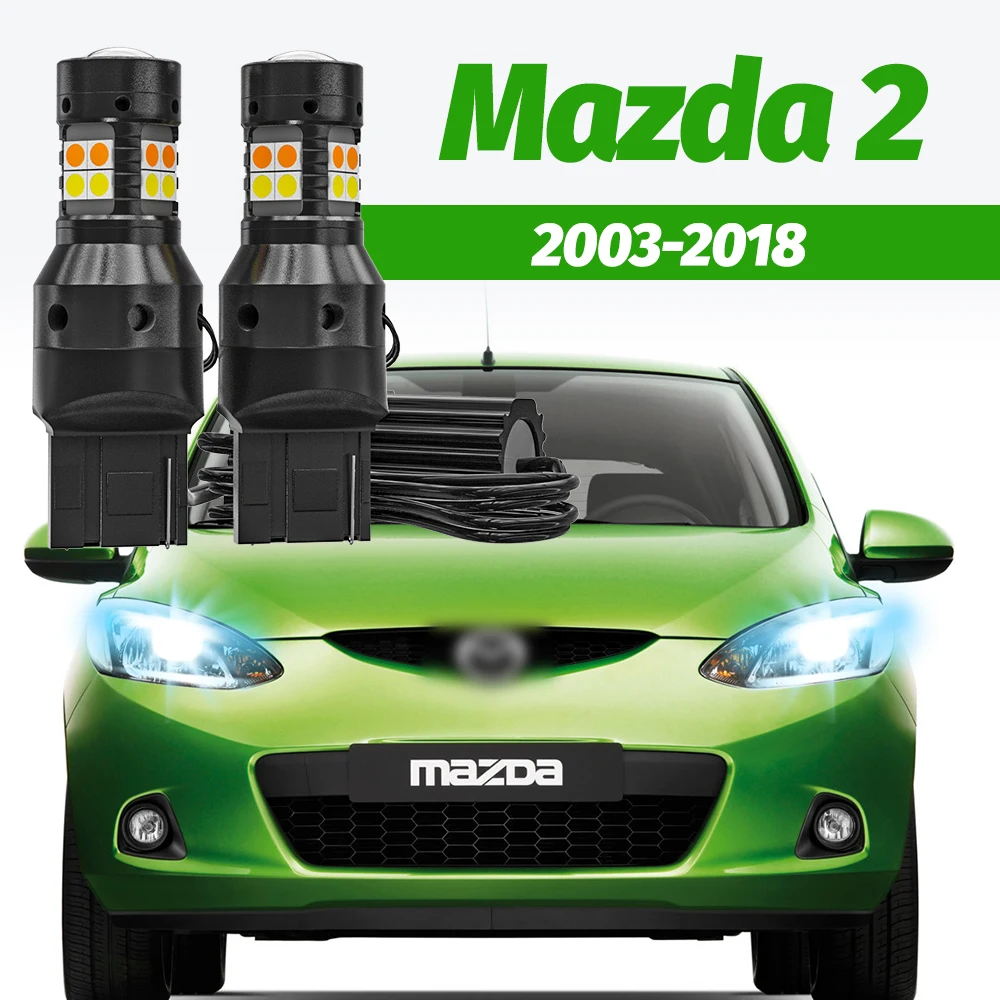 

2x Двухрежимные светодиодные указатели поворота + дневные ходовые огни (DRL) для Mazda 2 DY DE DH DL DJ 2003-2018 2013 2014 2015 2016 2017