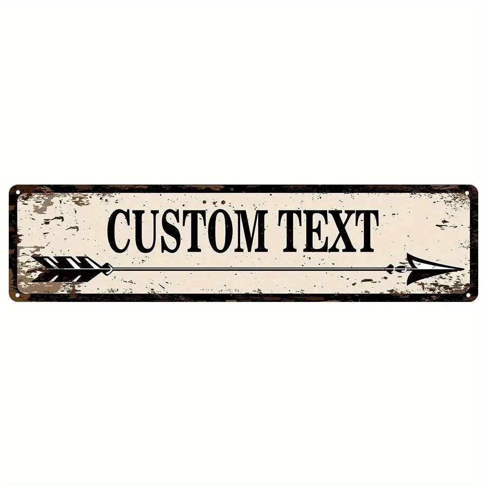 [2D Flat] 1pc Personalized Vintage Arrow Custom Text Metal Sign Wall Decor (Only For Decoration)