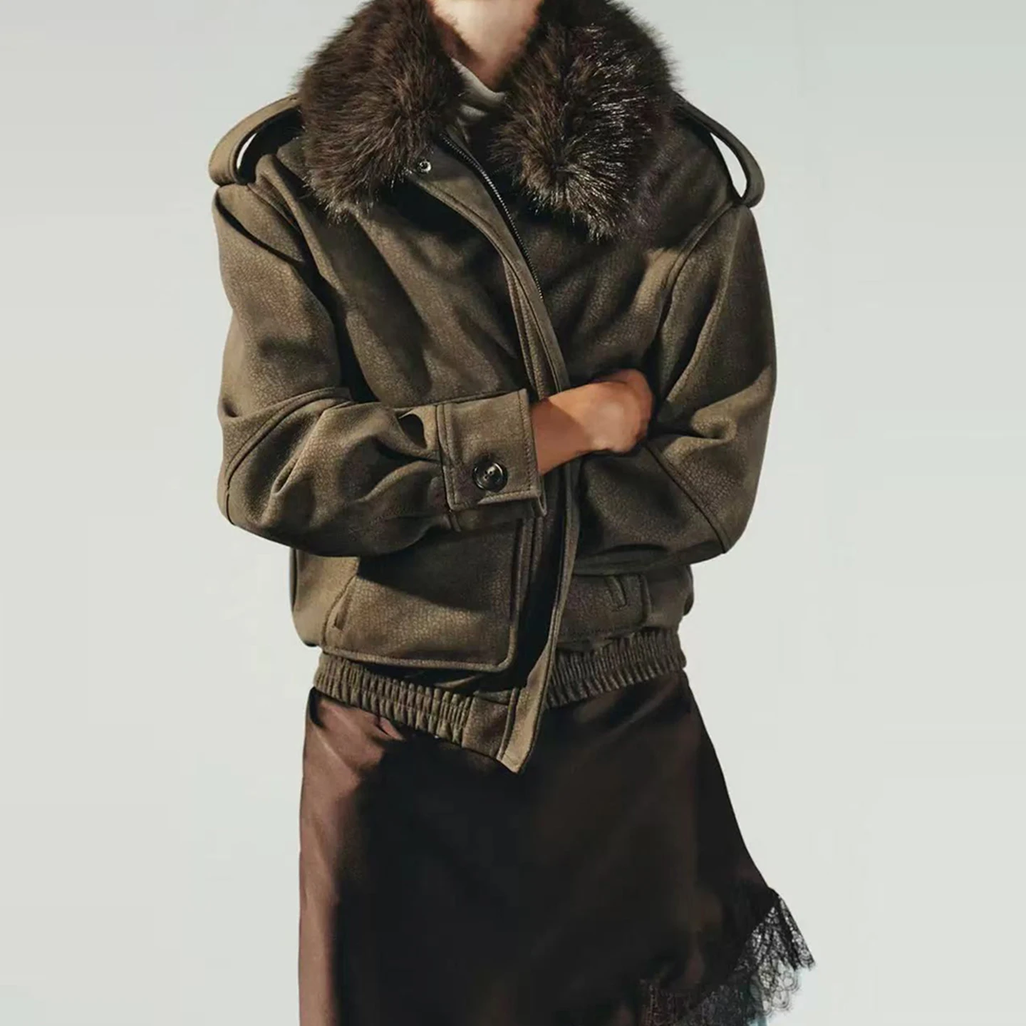 

Женская верхняя одежда Z Faion Jaet, новинка 202, со съемным воротником и защитой от меха, верхняя одежда для женщин, осенний сезон