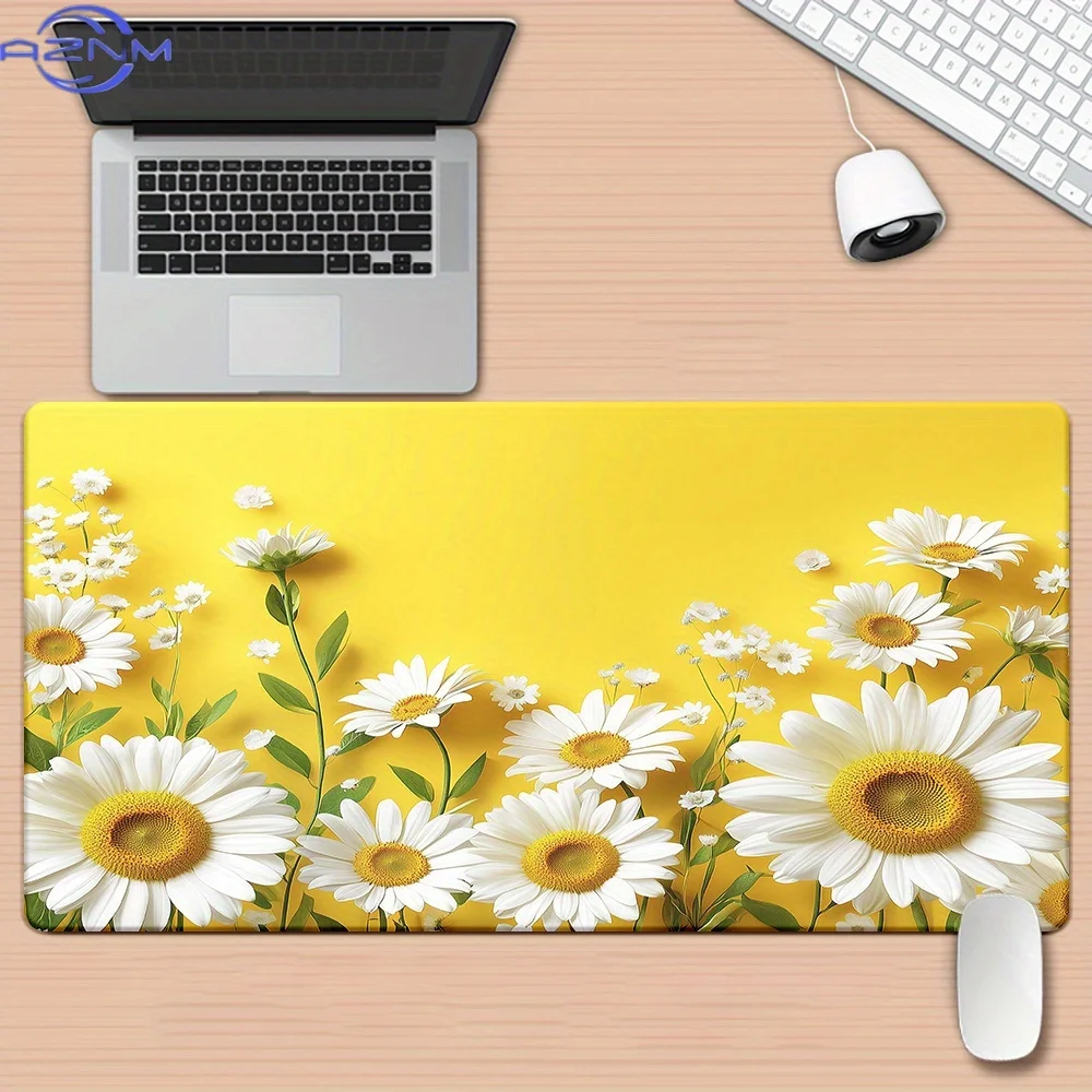 1pc, Chrysanthemum Design, Desk Mat for Gaming, Office Decoration, Non-Slip Rubber Bottom, XXL Mouse Pad for Computers, Multi-Pu
