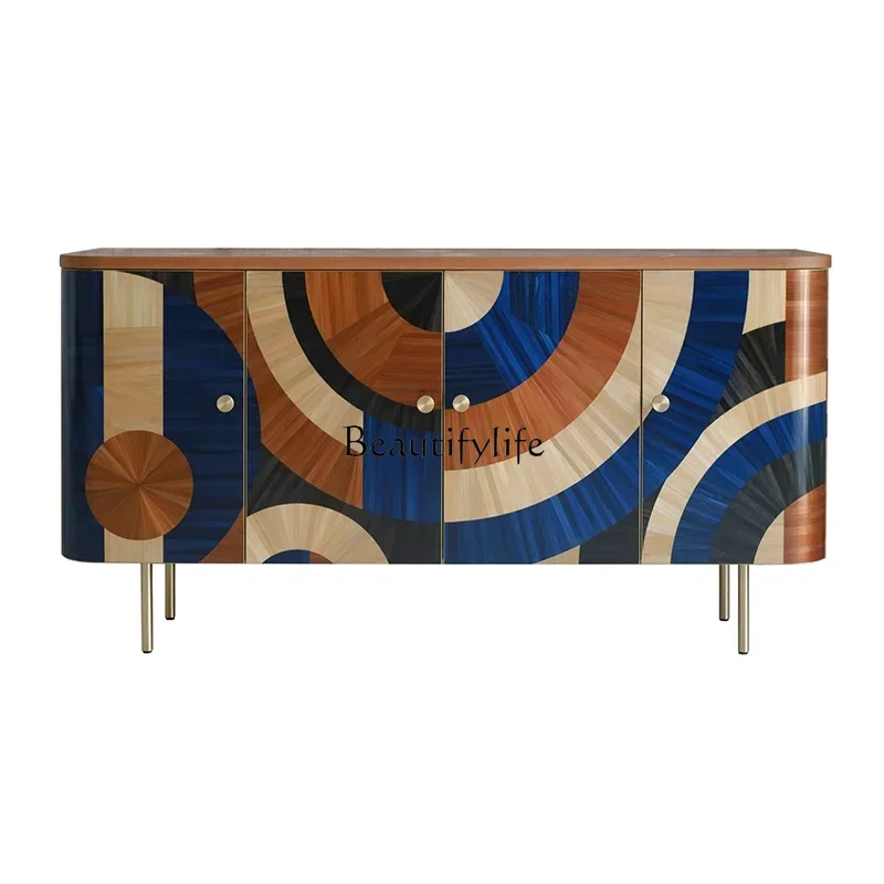 

LJYEntrance cabinet designer art retro personality home living room dining side cabinet in the ancient wind high foot side cabi