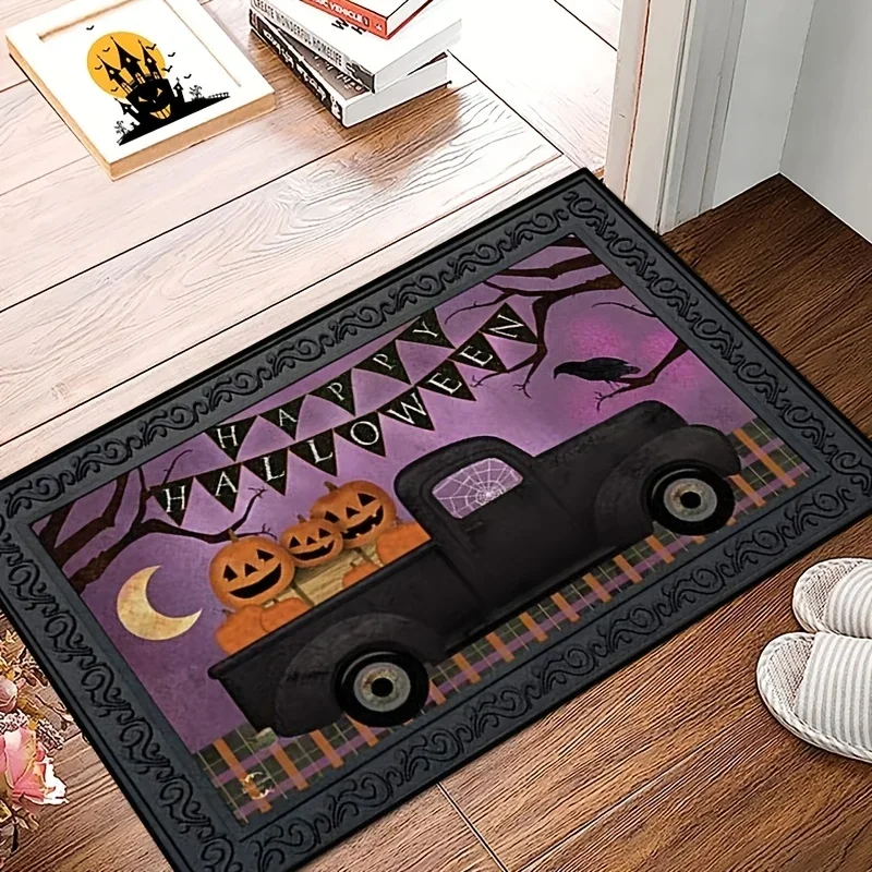 Halloween Pumpkin Truck Welcome Entrance Doormat Decor Kitchen Hallway Balcony Runners Rugs Bedroom Non Slip Floormat Bath Mat