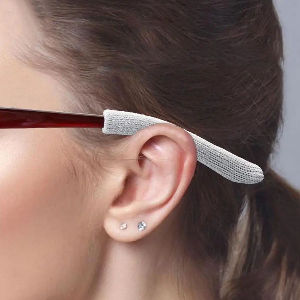 2pcs Glasses Temple Covers Non-Slip Adjustable Grips behind Ear Black Sleeve Holder Eyewear Accessories Fits Most Glasses