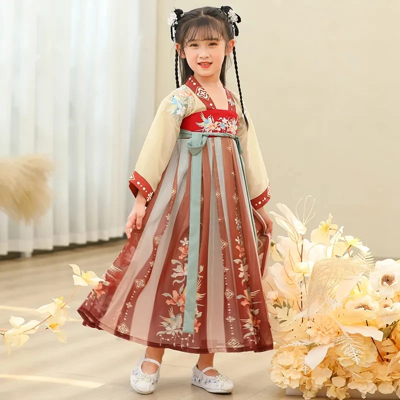 

Children's Hanfu Spring and Autumn Style Girls' Ancient Long sleeved Dress Chinese Style Princess Dress Thin Style Dress