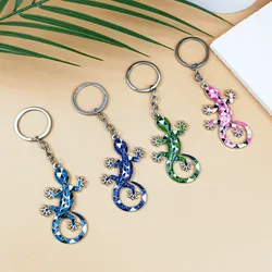 4colors Simulation Gecko Keychain Enamel Metal Lizard Reptile Key Rings Women Men Backpack Purse Charms Student Souvenir Gifts