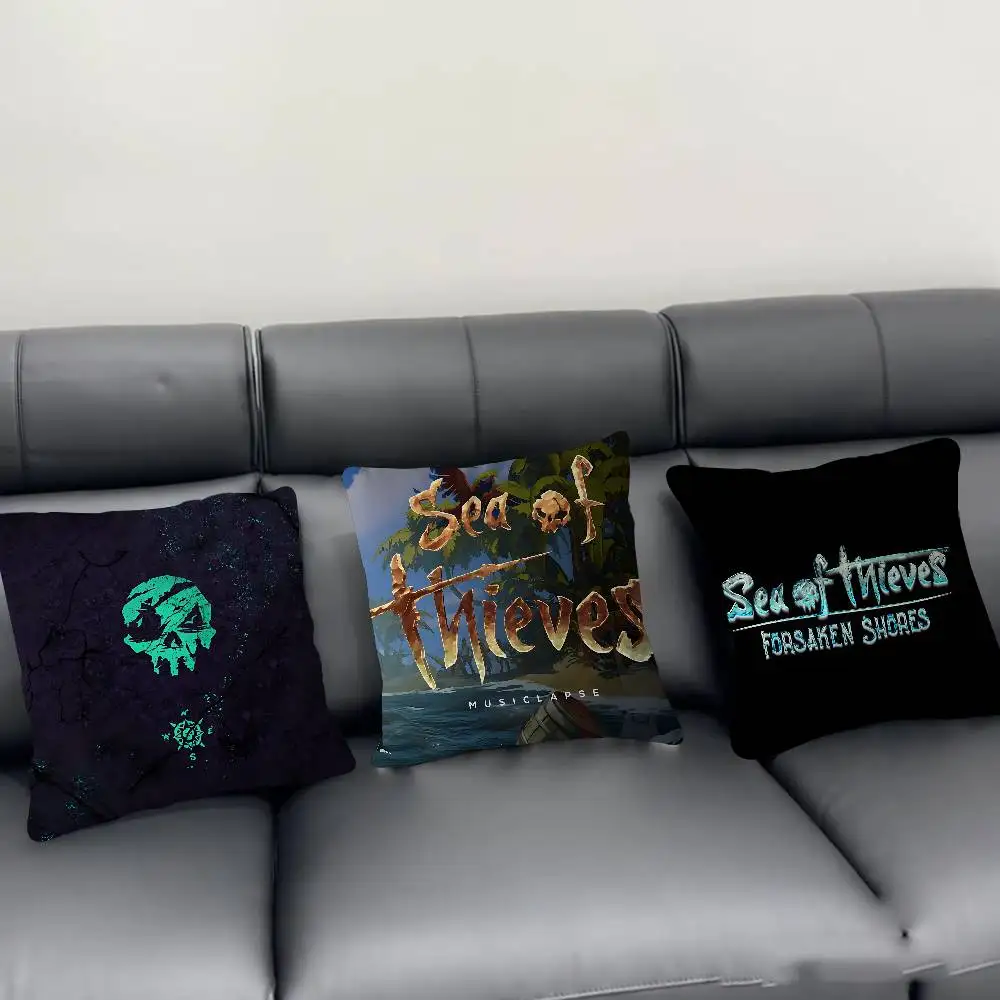غطاء وسادة بشعار S-Sea Of T-Thieves لغرفة النوم وغرفة المعيشة وغطاء وسادة مزخرف للأريكة