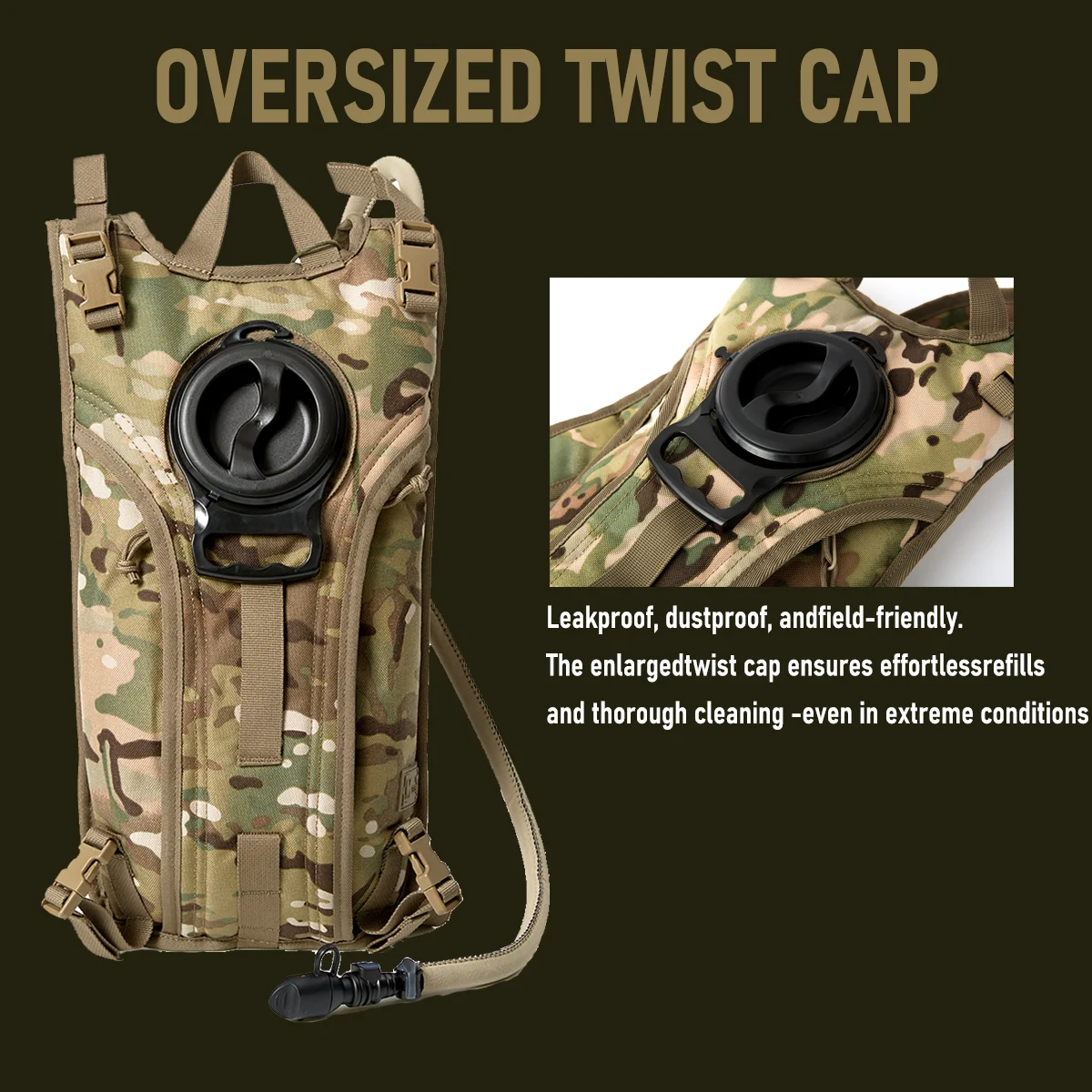 حاملة الترطيب USMC ILBE - مموهة متعددة التضاريس، تتضمن المثانة سعة 3 لتر، عبوة مياه عسكرية مولي #2