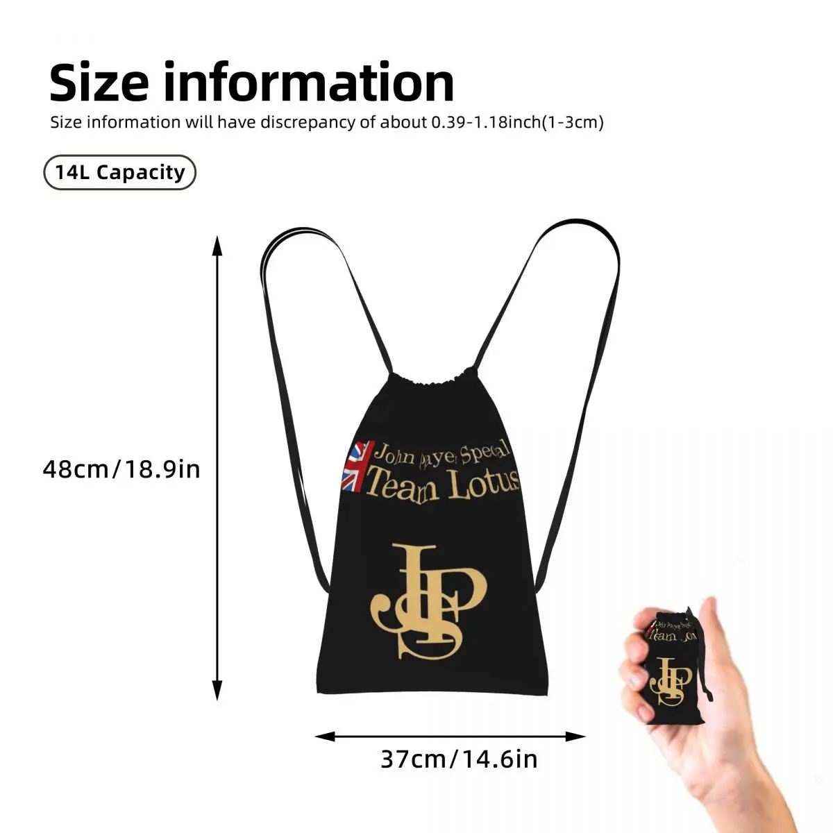 JPS John Player Special Team Drawstring Backpack Sports Gym Bag Portable Travel Drawstring Bag for Men Women