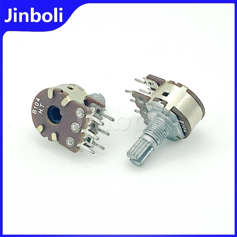 2PCS 16 Type Double B104 B100K Amplifier Audio High And Low Volume Potentiometer 15mm Handle