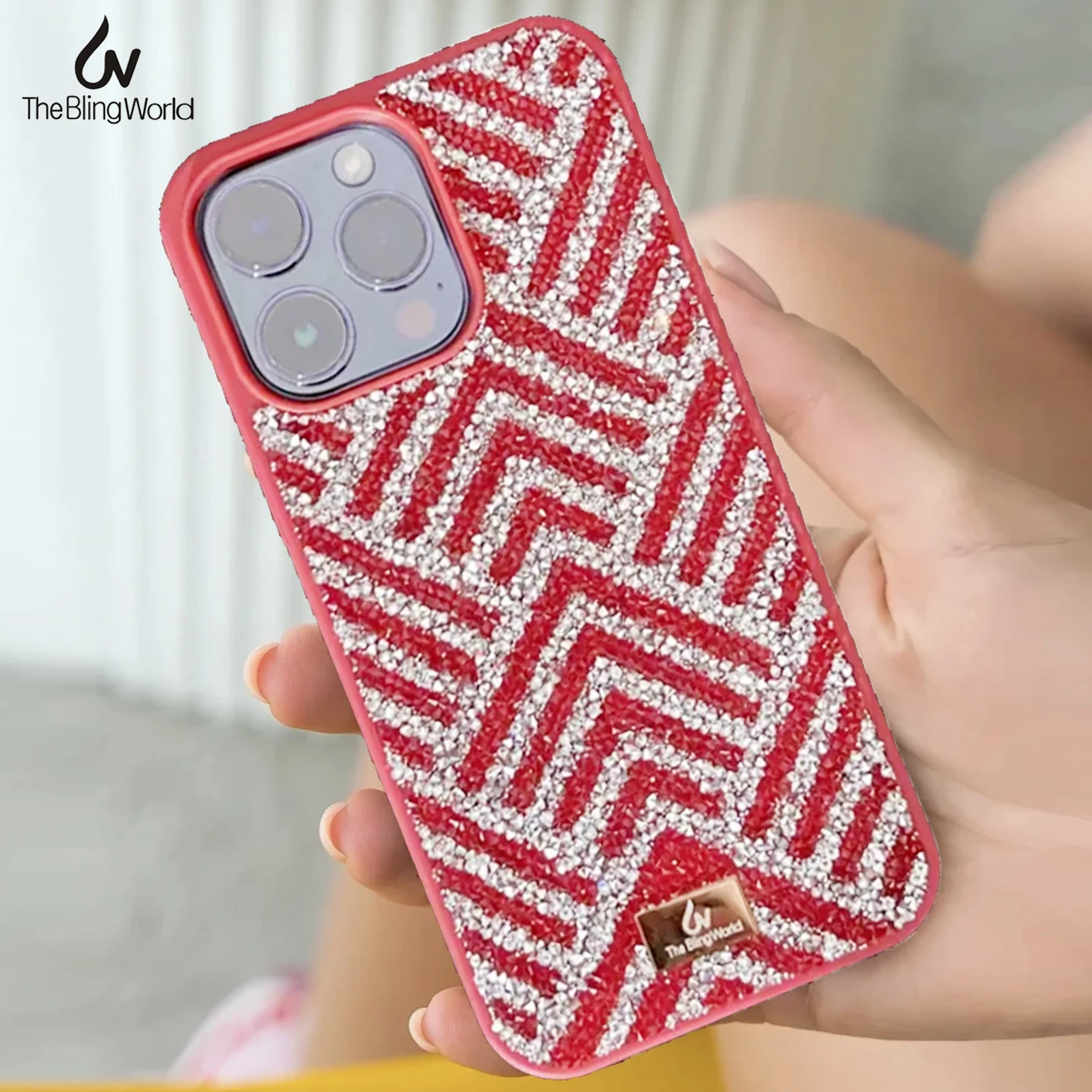 

Premium Diamond Phone Case For Iphone 16/15/14/13/12 Striped Crystal Rhinestone Fashion Premium Women Shockproof Protective