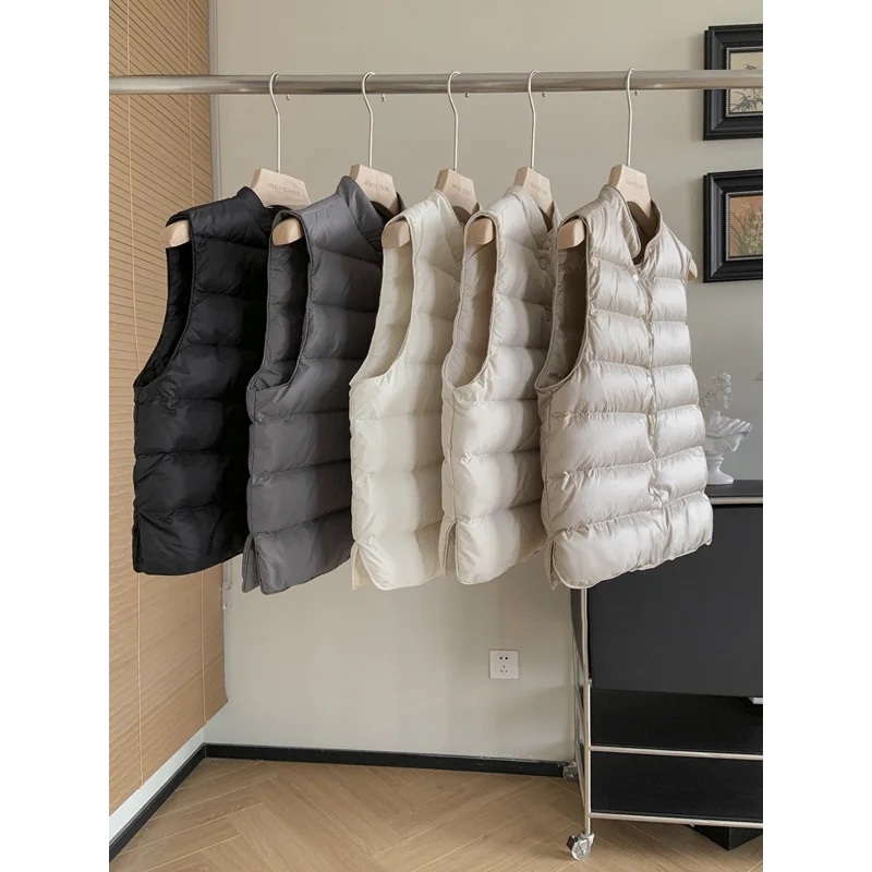 G100317~Sweet Goose Bag！National Standard90White Goose Down Lightweight Keep Warm Outerwear Inner Stand Collar down Vest