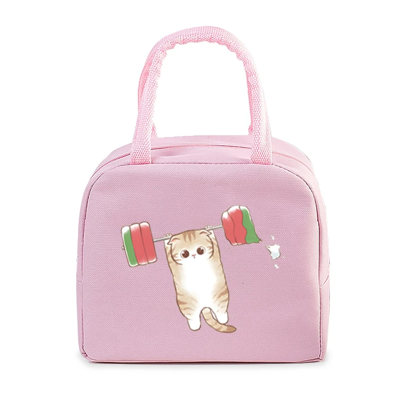 Borsa per il pranzo per donna uomo isolata portatile Cartoon Comic Cats Series multifunzionale Bento Bag Thermal School Food Kids Handbag