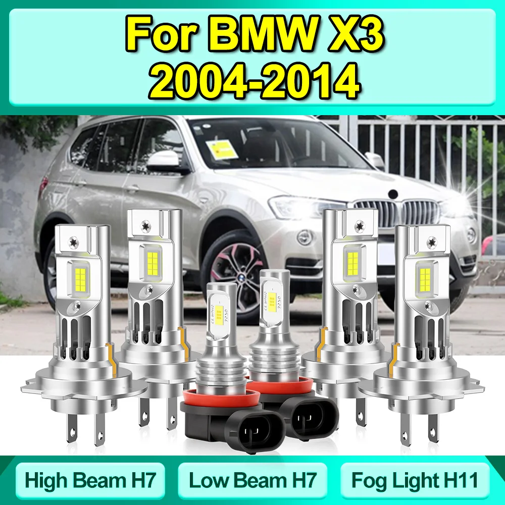 

H7 LED Headlights High Low Combo Beam H11 H9 H8 Fog Light Bulbs Kit Canbus No Error 12V For BMW X3 2004-2014（E83 F25)