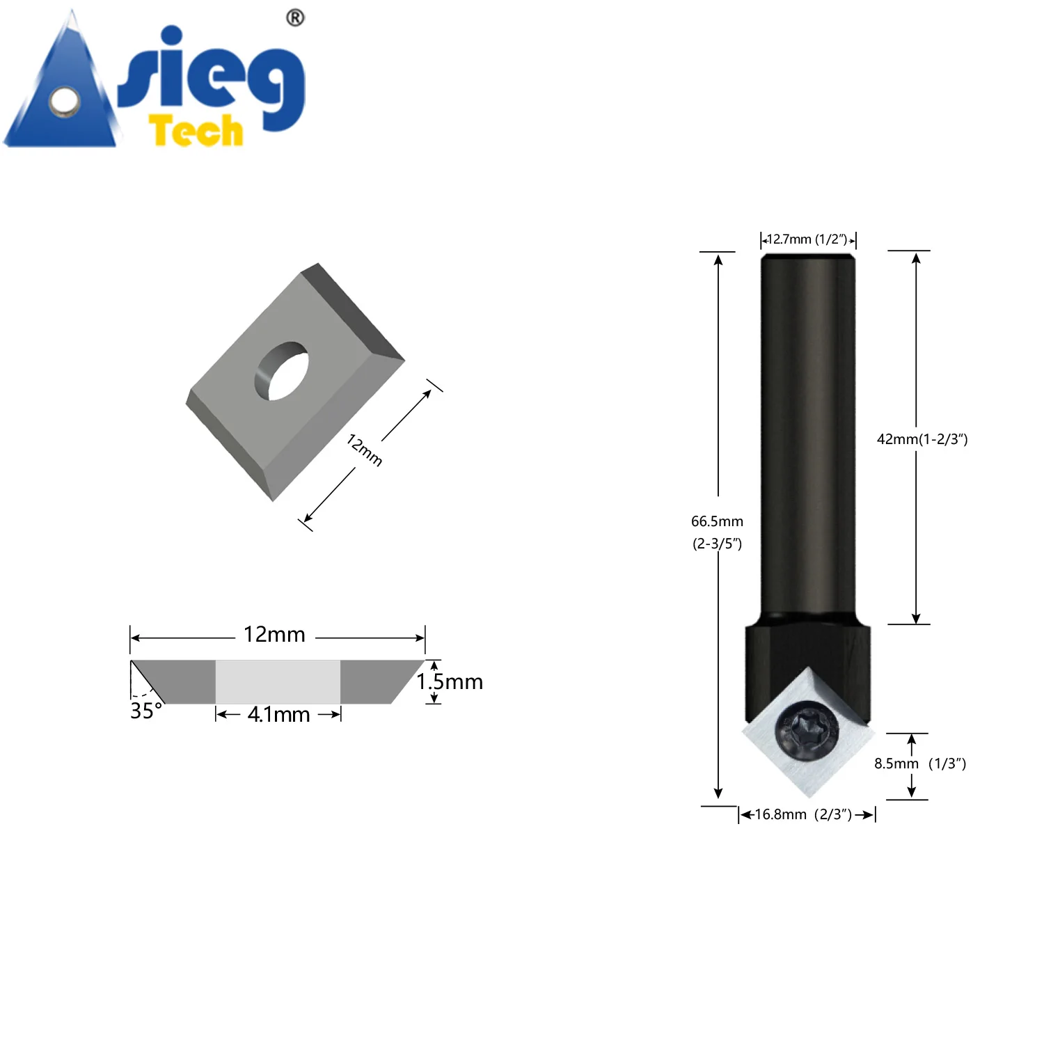 V Groove Router Bit Milling Cutter 12.7mm Shank 90 Degree Replaceable Carbide Insert Cutters 12mm Cut Length for CNC