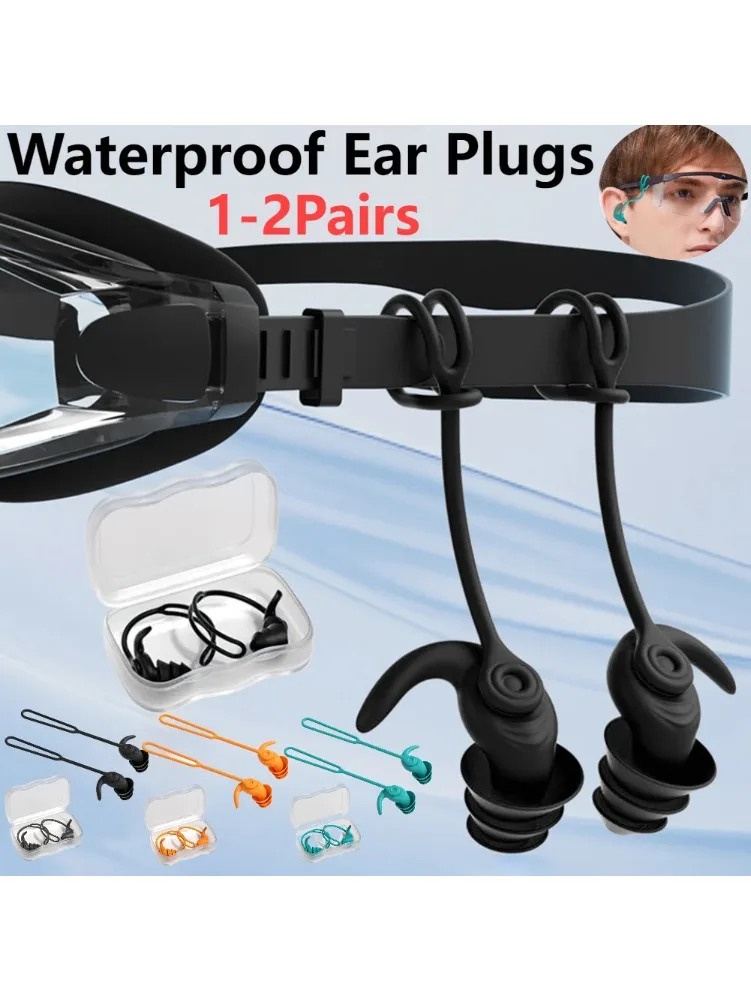 1 paire de bouchons d'oreille de natation en Silicone, étanches, Anti-bruit, accessoires de piscine, bouchons d'oreille de natation, Sports aquatiques, bouchons d'oreille de natation