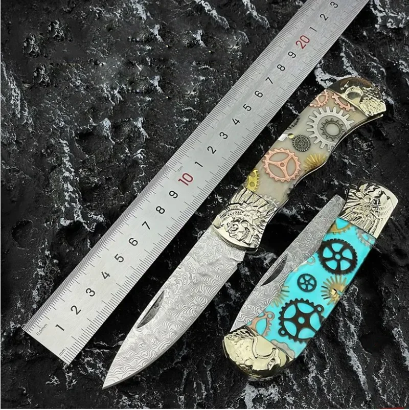 

Pocket Knife Creative Glow-In-The-Dark Handle VG10 Damascus Folding Knife Camping Fruit Knives Outdoor EDC Tools Gifts