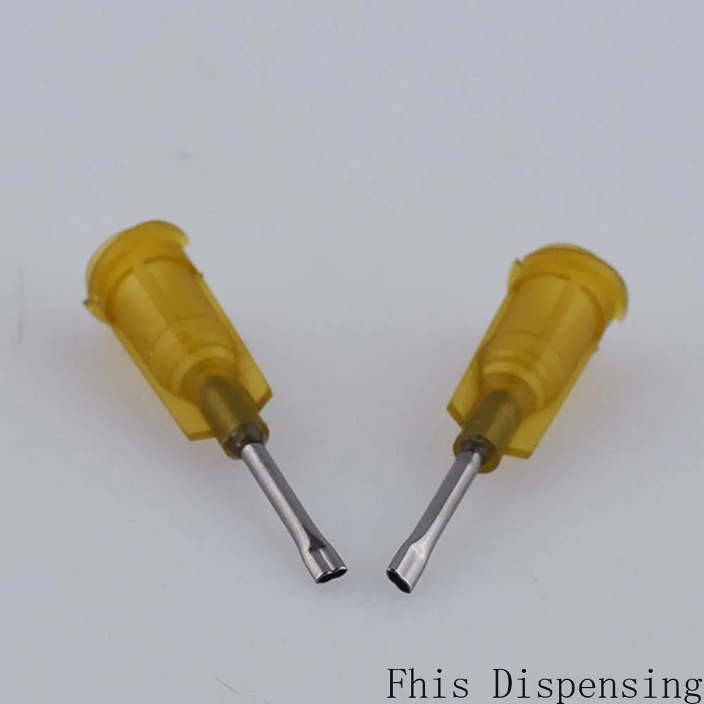Pack of 100 Flat Nozzle 0.5 " Pipe Length Dispensing Needles 17G