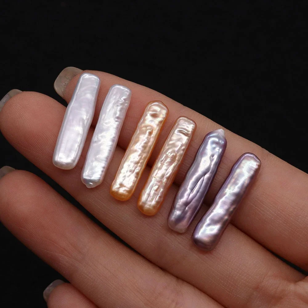 

2pcs 5x22-6x24mm Rectangle Shaped Natural Freshwater Pearl Beads 3 Colors DIY for Making Necklace and Bracelets Accessories