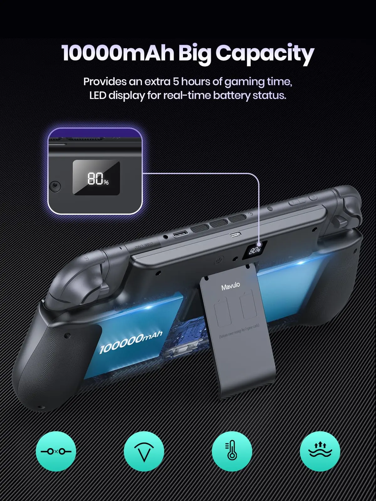 NEWDERY Battery Pack for Nintendo Switch 2 External Battery Station 10000mAh Backup Portable Charger Case Adjustable Kickstand