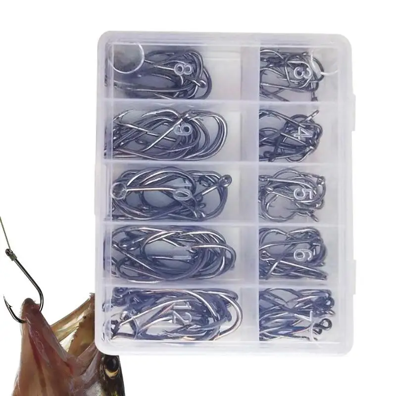 Saltwater Fish Hook Set 100pcs High Carbon Steel Catfish Hooks Christmas Easter Thanks Giving Day Present For Fishermen And