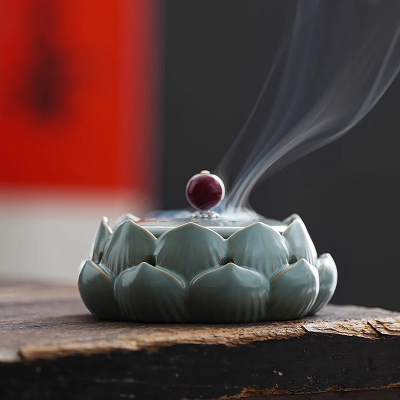 Tea Ceremony Plate Incense Burner Household Agarwood Lotus Ceramic Incense Box Sandalwood Incense Holder