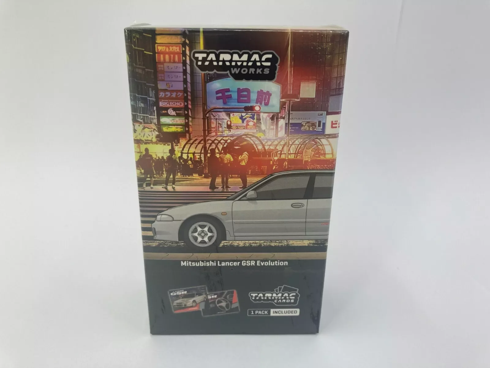 

Tarmac Works 1/64 Lancer GSR Evolution Silver + Trading Cards set Diecast Model Car Collection Limited Edition Hobby Toys