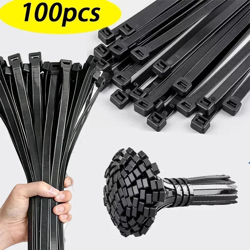 Plastic nylon zip ties, self-locking fixation, buckle type, cable tie, tension wire binding