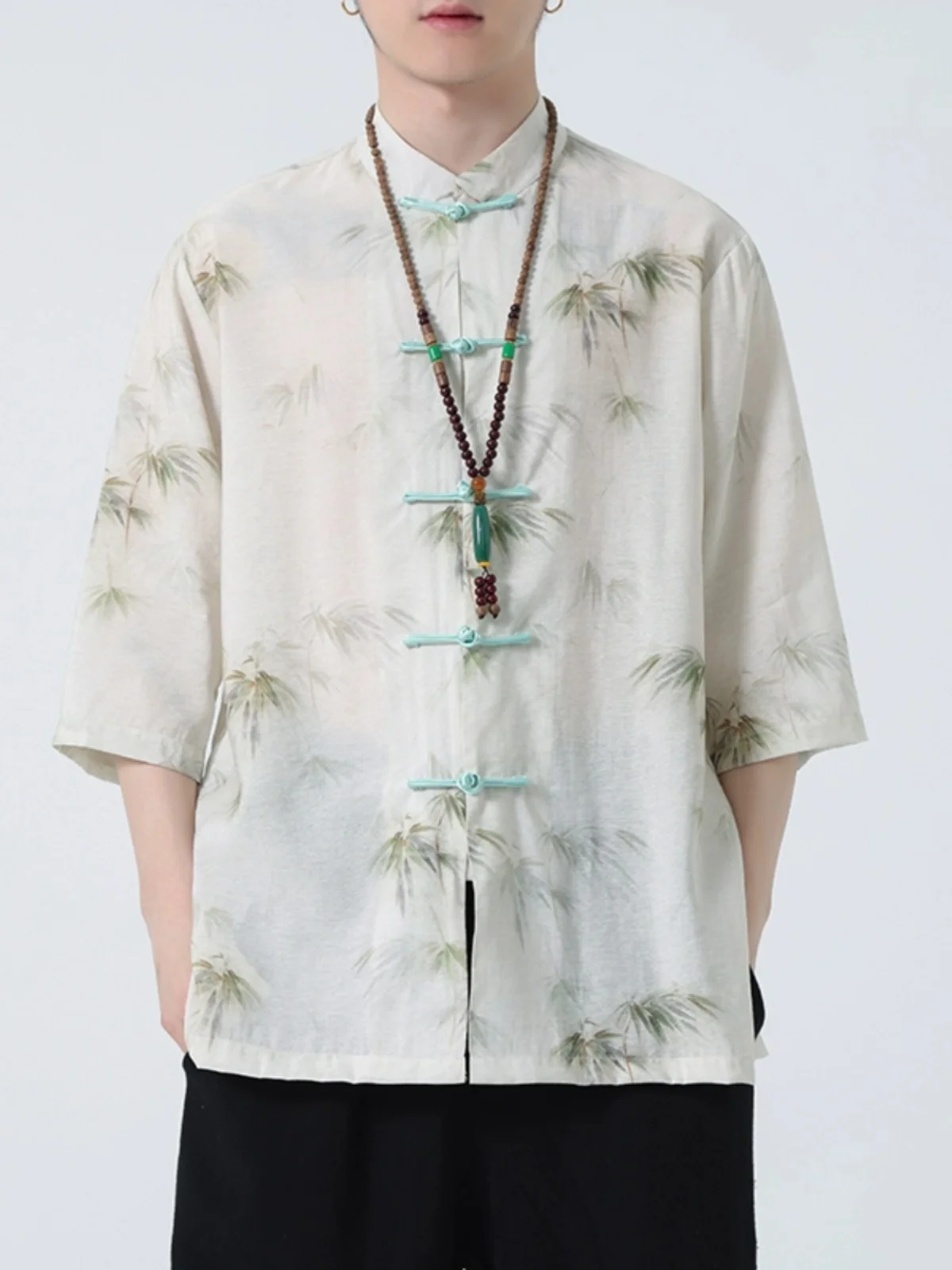 

Ice Silk ort Sve Men's irt Vintage Chinese Sle Button up Loose Fit Summer Faionable Casual Printed irt