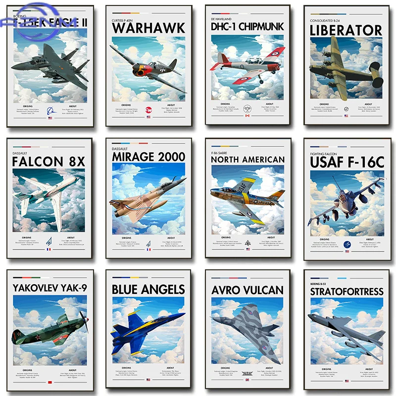 AZNM Cool Supersonic Fighters Jet Poster Air Force Aircraft Prints Multirole Fighter Canvas Painting Wall Art Picture Home Room