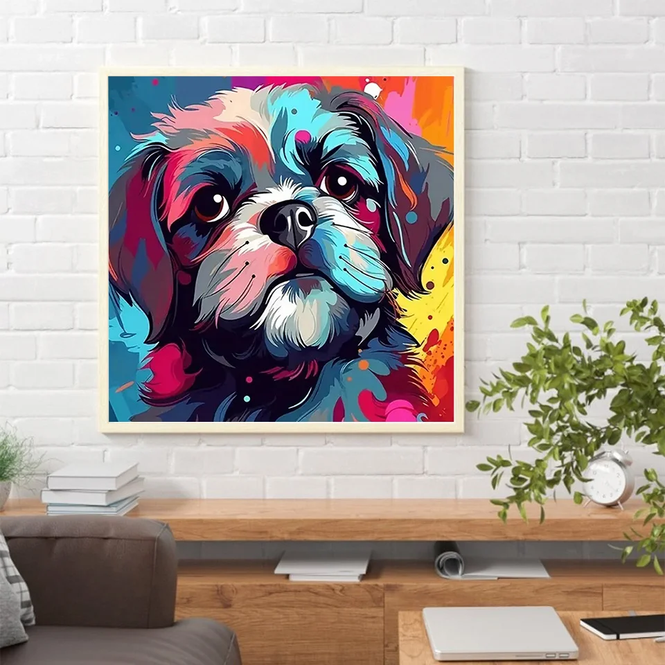 Momoart New Arrival Diamond Mosaic Dog 5D DIY Beaded Painting Animal Picture Rhinestones Embroidery Colorful Wall Decor