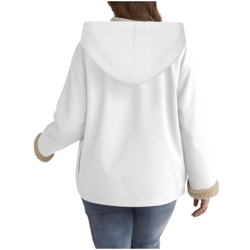 Women's Casual Loose Fit Color Hooded Full Zipper Soft Cotton Blend Perfect For Daily Outdoor activity