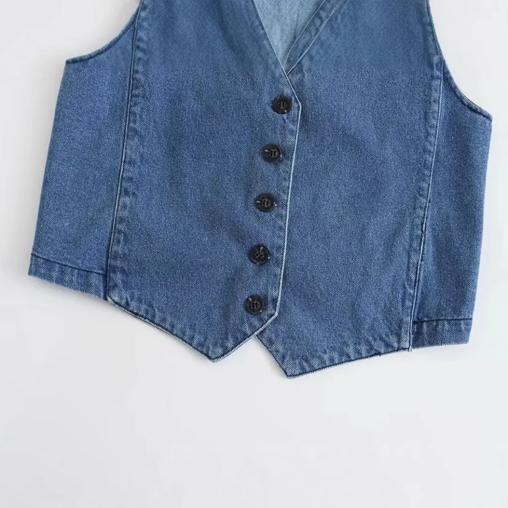

Summer Y2K Women's Denim Blue Vest European American Style Wholesale Fashion for Ladies