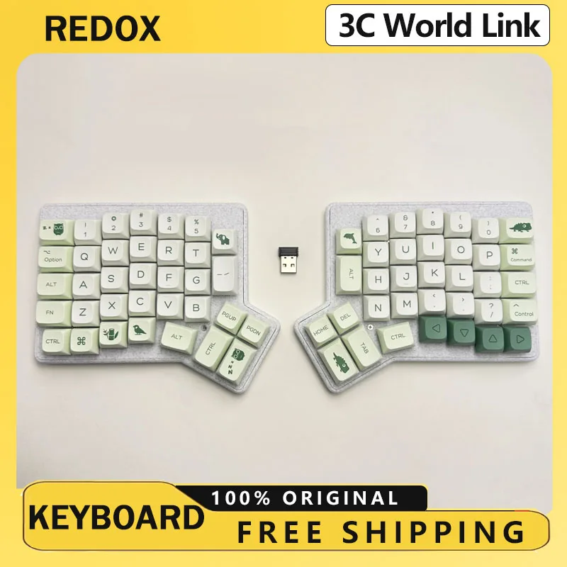 Redox Ergodox Wireless Split Mechanical Keyboard PLA Case Hot Pluggable Support VIAL 2.4G Ergo Keyboard Ergonomie Horn