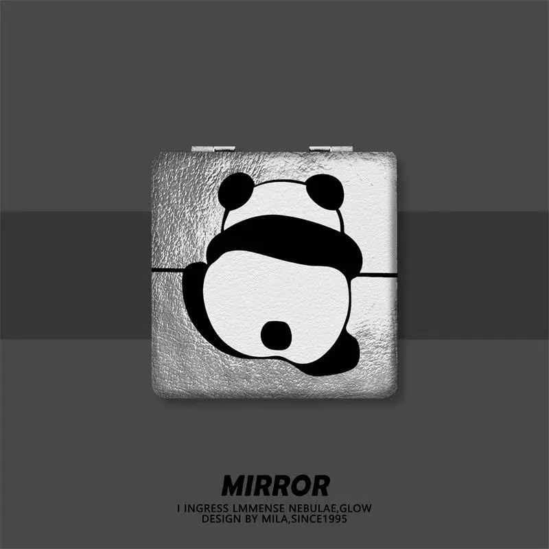 panda-mini-dobravel-portatil-dupla-face-flip-up-espelho-de-maquiagem-pu-pente-de-espelho-normal-e-de-ampliacao-com-succao-magnetica