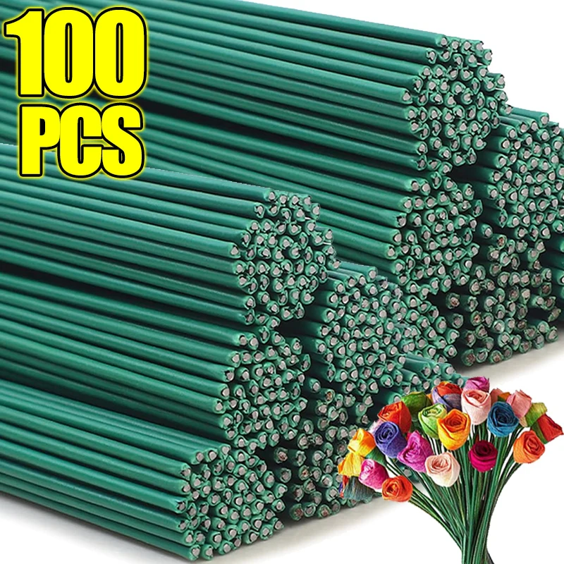 50-100 قطعة سلك الأزهار الخضراء ينبع الحديد المرن DIY بها بنفسك باقات تشكيلة زهور صياغة لوازم حفل زفاف ديكور المنزل