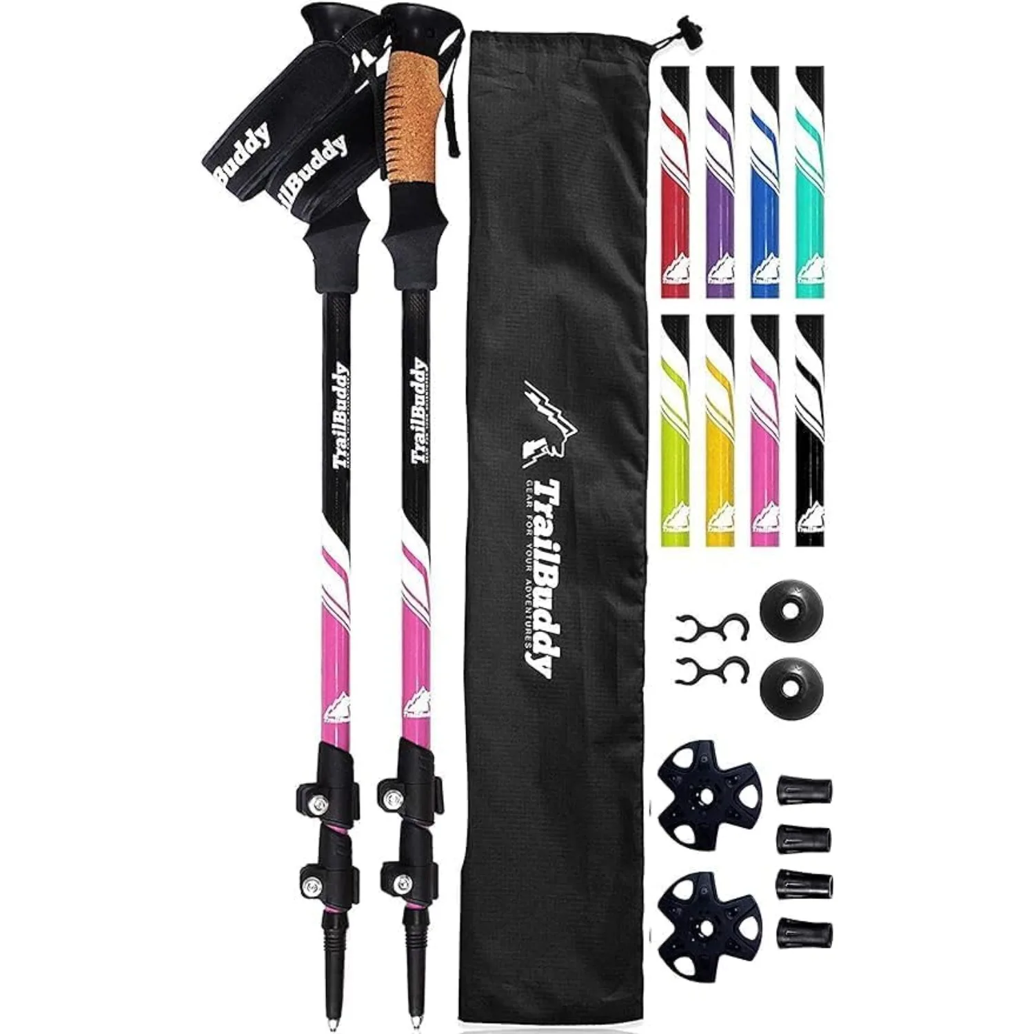 Trekking Poles Lightweight Collapsible Hiking Poles for Backpacking Gear Pair of 2 Walking Sticks Hiking Aluminum with Cork Grip