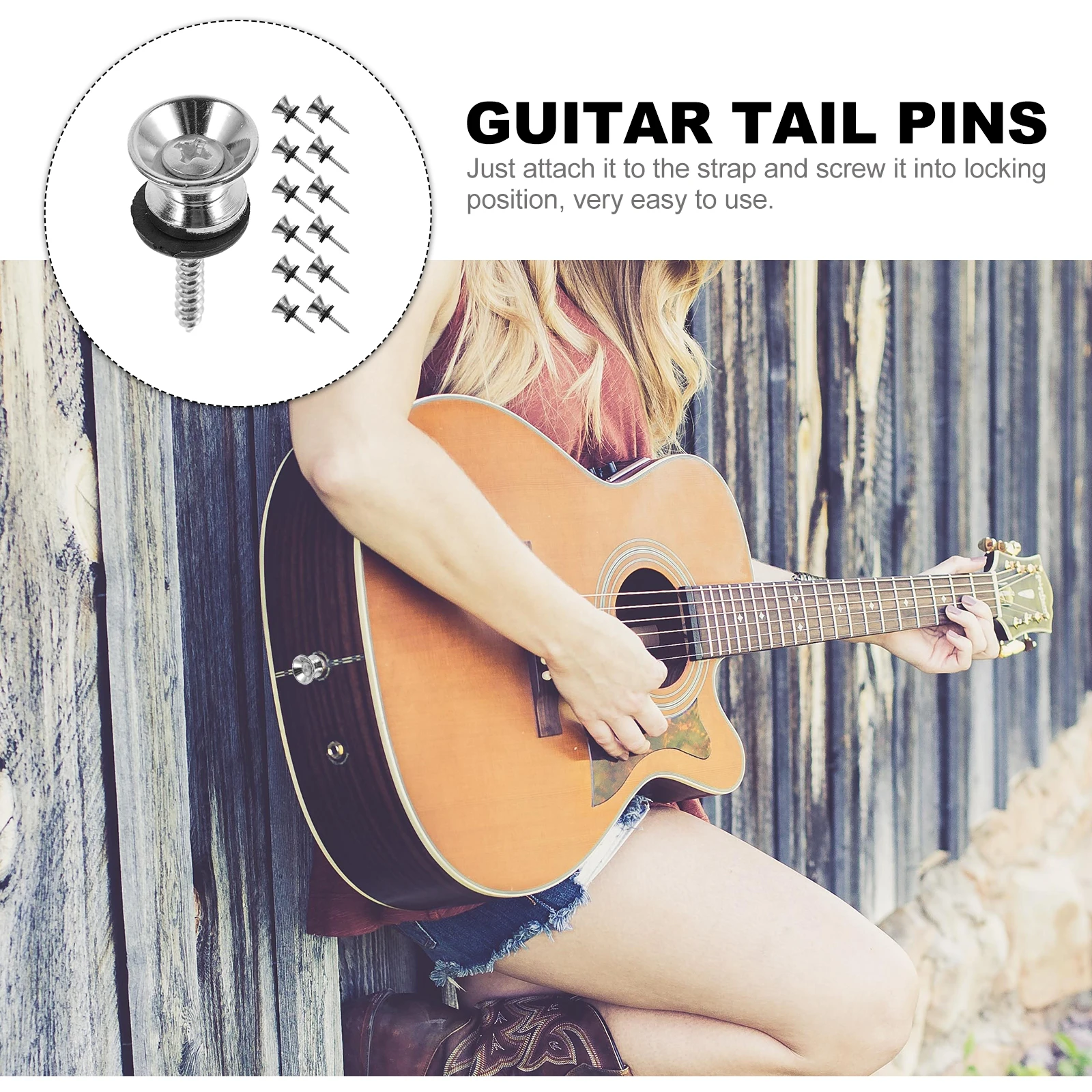 

20 Sets Guitar Tail Nail Metal End Pins Strap Screw Accessories Acoustic Electric Durable AntiRust Lock Buttons