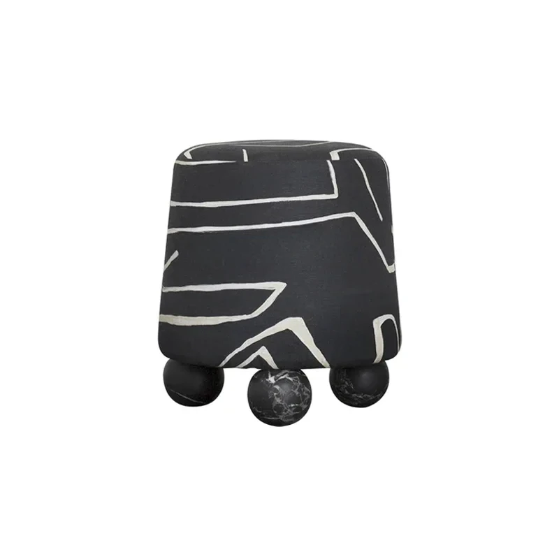 

SS NewModern Designer Black and White Graffiti Stripe Minimalist Art Low Stool Hotel Living Room Bedroom Makeup Stool