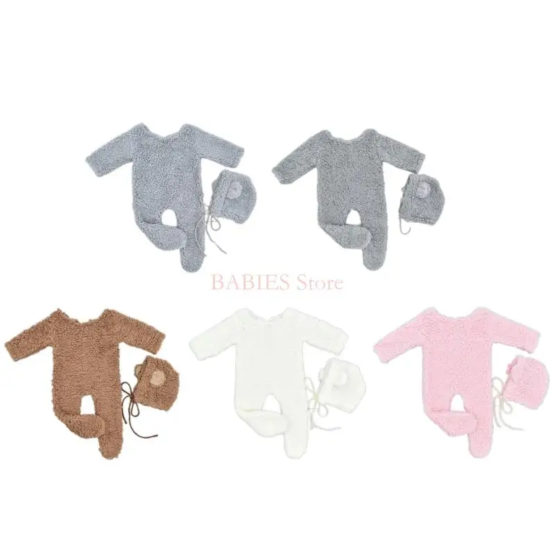 

Baby Photography s Suit Infant Bear Bonnet Long Sleeve Romper Newborn Photo Bodysuit Skin-Friendly Baby Photo Outfit