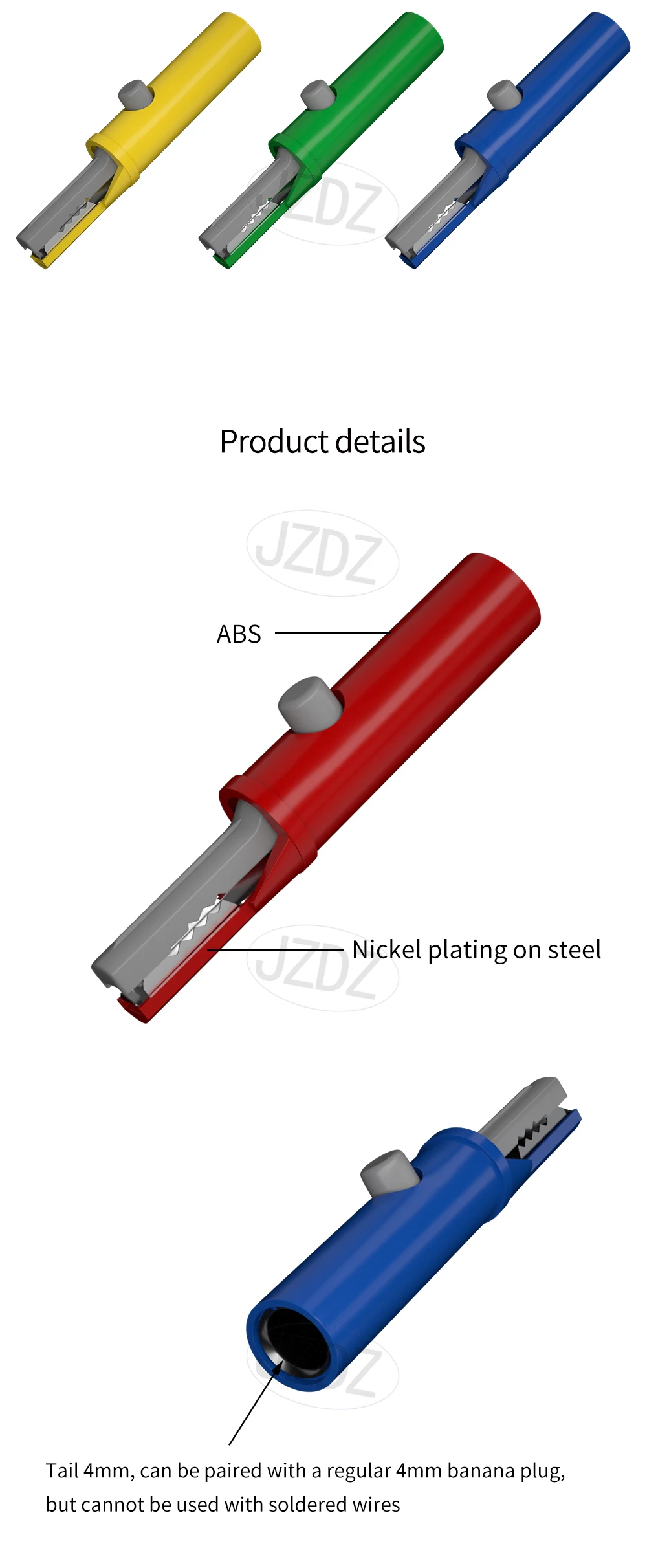 Jzdz 51mm Krokodil klemme DIY Druckknopf Typ voll schutz isolierte elektrische Clips j60030 – Detail 2