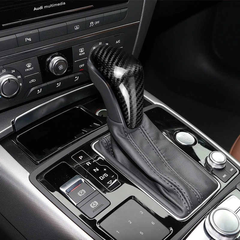 Car Interior Gear Shift Head Knob Cover For Audi A6 C7 A7 4G8 ABS Carbon Fiber Texture Sticker Decoration Auto Accessories