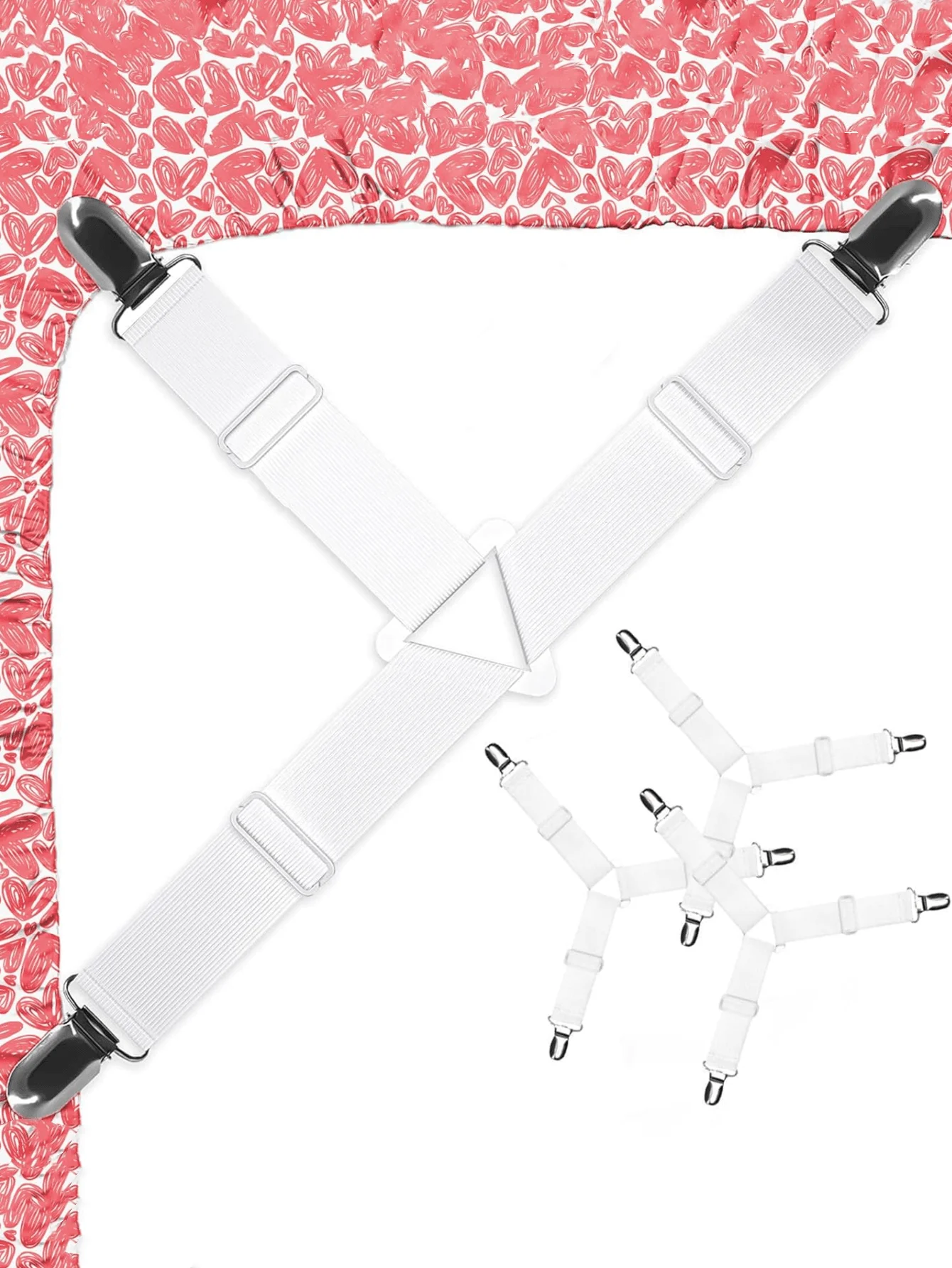 4pcs Bed Sheet Holder Straps: Elastic, Adjustable Fitted Sheet Keepers & Fasteners. Securely Lock Sheets, Prevent Slipping