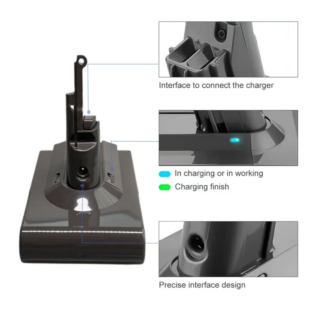 21.6V 4.8Ah/6.8Ah/9.8AH/12.8Ah For Dyson V8 Li-ion Rechargeable Battery Handheld vacuum cleaner battery replacement