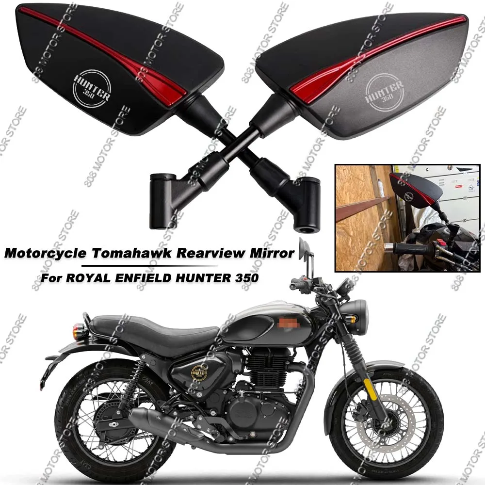 

For Hunter 350 CNC Aluminum Tomahawk Rearview Mirrors 8mm 10mm Motorcycle Side Mirrors