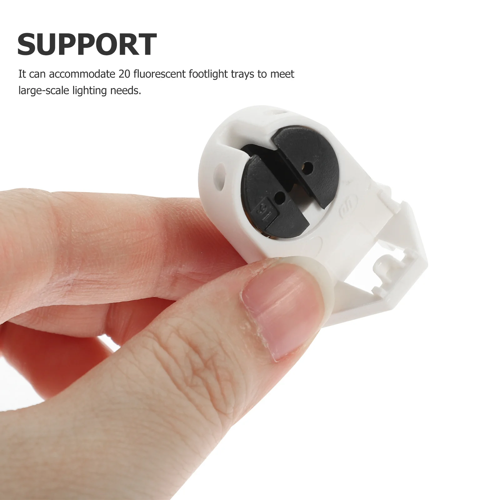 

20Pcs Tube Light Bracket ABS Lampholder Replacement Light Bulb Socket Holder Durable Lamp Parts for Kitchen Bedroom Library