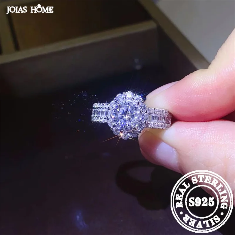 JOIAS HOME Silver 9251 Carat D-Color Luxury Lace Moissanite Gemstone Ring Fashion And Elegant Couple Ring Wedding Ring Gift