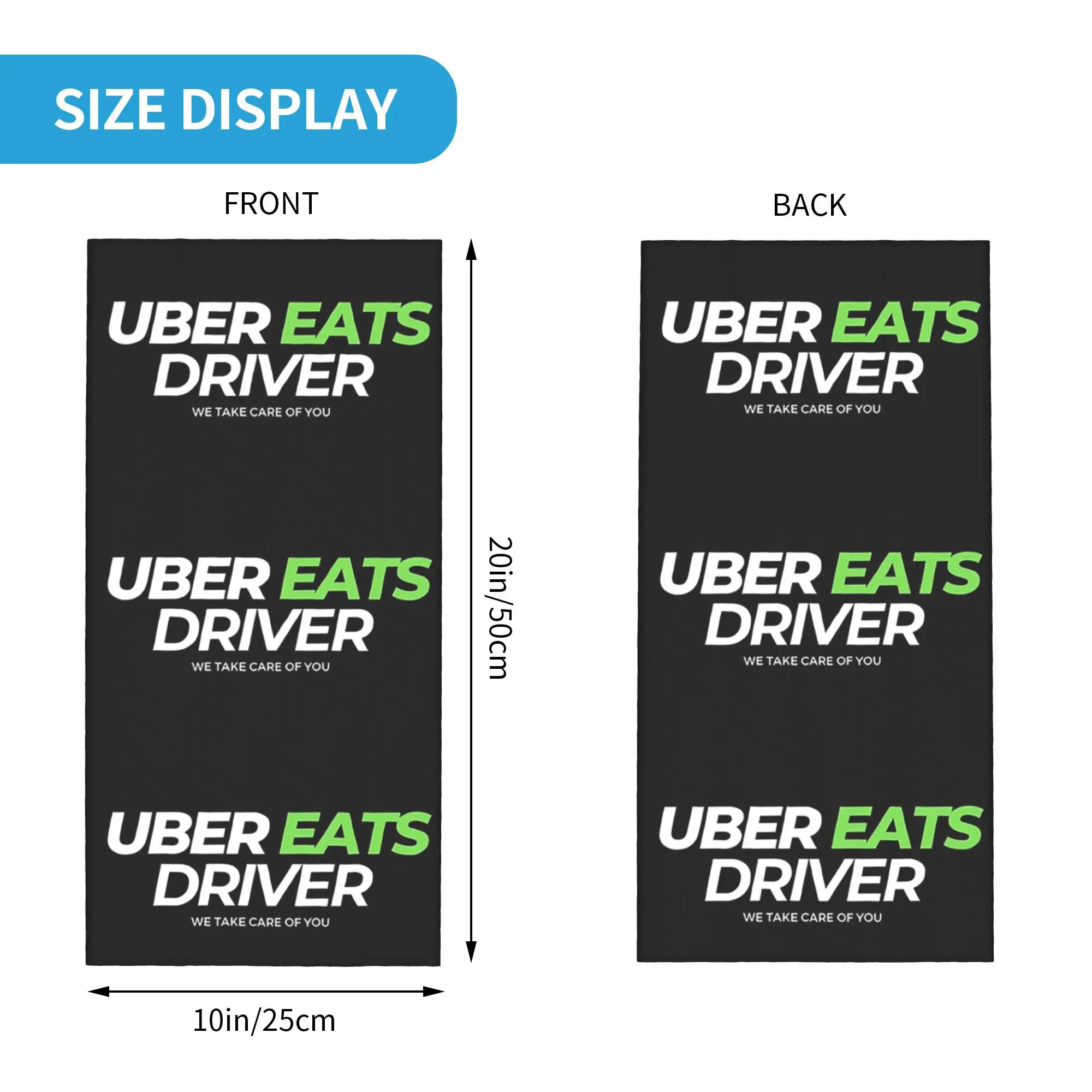 Uber Eats Driver Logo سائق توصيل الطعام باندانا غطاء الرقبة المطبوعة التفاف قناع وشاح قناع الوجه الدافئ المشي لمسافات طويلة الصيد الرجال النساء