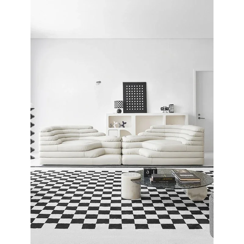 

Leather sofa ins personalized creative designer Bino straight row terraced sofa